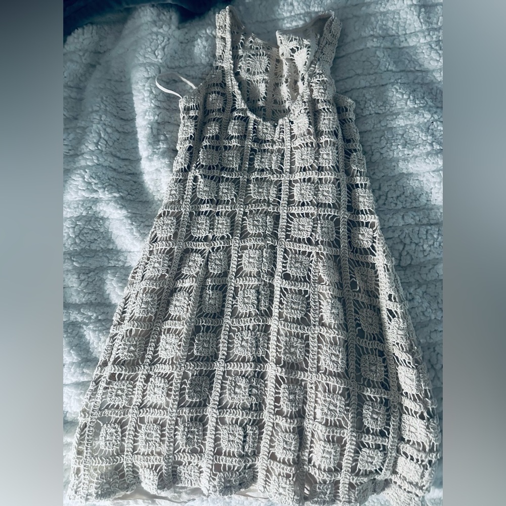 MINKPINK Casual Crochet Dress in Cream